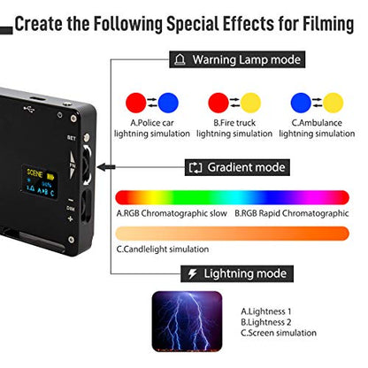 Moman Portable LED Video Light, Aluminum Alloy Body On-Camera Light, Diffuser & Built-in Battery, 2500K-8500K RGB Dimmable, CRI 96+ Photography Fill Light with 1/4" Screw for DSLR, Vlog, YouTube - size: ML9R with diffuser