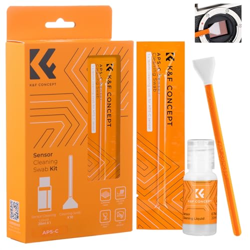 K&F CONCEPT 16mm APS-C Sensor Cleaning Swab*10 + 20ml Sensor Cleaner, DSLR SLR Digital Camera CMOS and CCD Sensor Cleaning Swab Kits for Nikon Sony Canon Camera Clean - size: 16mm
