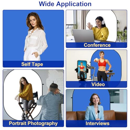 Kate Collapsible Pop-Up Backdrop for Self-Tape Auditions, Professional Headshots, Video Conferencing & Live Streaming - Portable Photography Background (5'x6.5' / 1.5x2m,Blue/White) - color: Blue/White