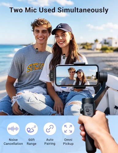 Wireless Mini Microphone for iPhone iPad Android Phone, Noise Reduction, 25H Battery Charging Case, Plug and Play Magnetic Clip on Lavalier Mics for Video Recording Podcast Vlogging