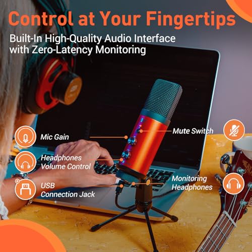 ESI cosMik uCast | USB Microphone, Cardioid Condenser Computer Microphone for Gaming, Streaming, Podcasting, 2m USB-C Cable, Mute Button, Built-in Headphone Jack, Gain Control, USB Mic for PC & Mac - style: cosMik uCast USB Microphone