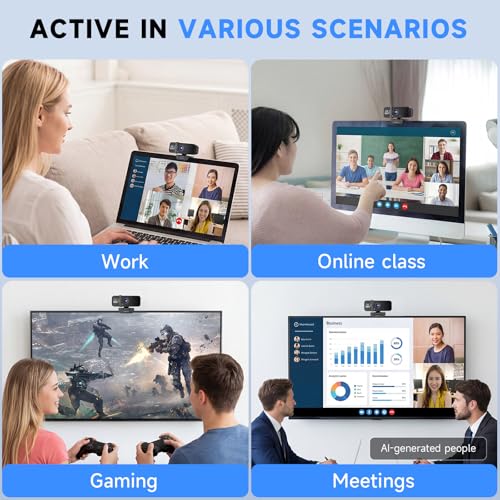 PHILIPS 4K Webcam for PC with Microphone, Computer Camera for Meetings with Privacy Cover, Plug & Play USB Web cam for Laptop, Desktop, Zoom, Teams, Skype, Video Conferencing, Streaming - Black