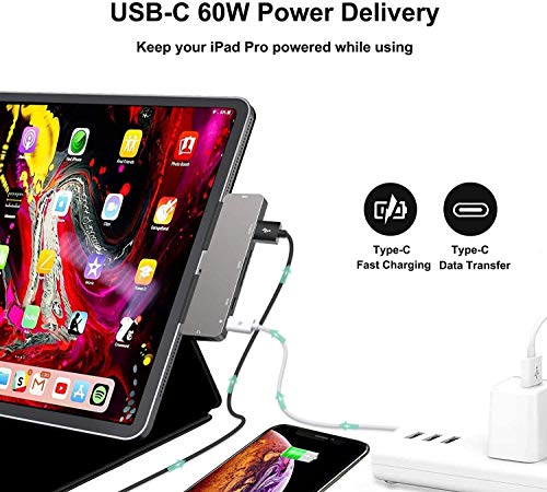 Adapter for iPad Pro USB C Hub M4 M2 M1/iPad Air 4/5/6/iPad Mini 6, 7in1 Adapter with 4K HDMI,3.5mm Jack,USB3.0,PD 100W,SD/TF,USB-C 3.0 Data,iPad Accessories - color: 7IN1