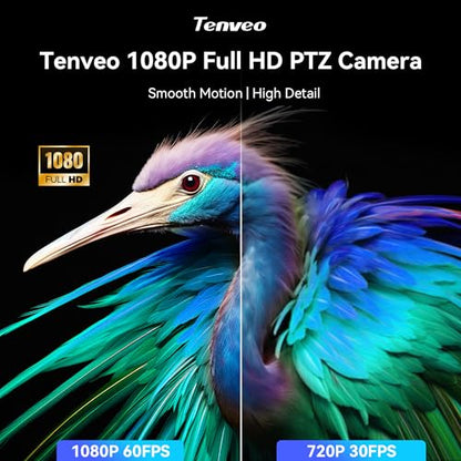 Tenveo 20X Optical Zoom PTZ Camera with AI Auto-Tracking, USB 3.0/HDMI, FHD 1080P60 for Video Conferencing, Live Streaming, Church, Education, Zoom, Teams & OBS - color: Obsidian Black