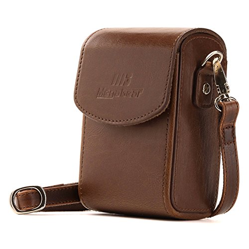 MegaGear Leather Camera Case with Strap Compatible with Canon PowerShot G7 X Mark III, G7 X Mark II, G7 X,Dark Brown - color: Dark Brown