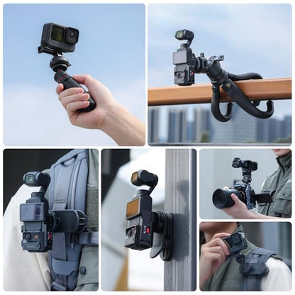 ULANZI CK01 Cka Quick Release Base Set Camera Accessories, Quick Setup Kit with 1/4'' Screw for GoPro DJI Insta360 AKASO Action Cameras, Small Camera and Lights Super-Quick Switching