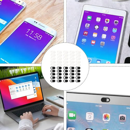 50PCS Webcam Cover Slide, 0.023 Inch Ultra-Thin Universal Web Camera Cover for Laptop, Computer, Phone–Secure Privacy with Smooth-Sliding Camera Cover(Black+White) - color: Black+White