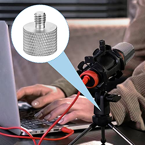 Frienda 4 Pieces Mic Stand Adapter 5/8 Female to 1/4 Male for Camera Mount Tripod Thread Conversion Connector Screw Adapter for Microphone Stand Mount(Silver) - color: Silver