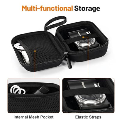 Cwatcun Carrying & Protective Case for Digital Camera with 2 Carrying Ways, Hardshell Lightweight Small Camera Sling Case Compatible with KODAK PIXPRO/Canon PowerShot/Sony DSCW800 DSCW830 - color: Black03