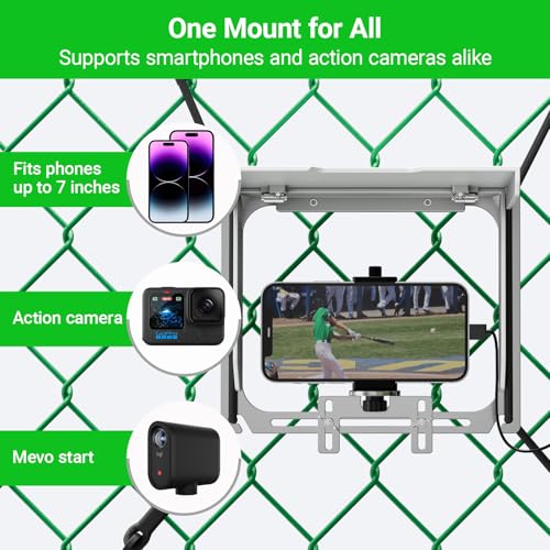 Game Changer Mounting Kit, Cell Phone Fence Mount with Shade and Power Bank Holder, Gamechanger Streaming Kit, Fence Phone Holder for iPhone GoPro Camera Mevo Start Recording Baseball Tennis Game - style: Game Changer Mounting Kit