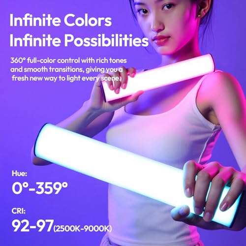 ULANZI B15RGB Magnetic RGB Light Wand - Handheld LED Video Light Stick with Diffuser, 3300mAh 1800-9000K 20 Effect Dimmable Camera Tube Light for Video Recording Studio Photography TikTok YouTube Vlog - size: 1 pcs-Medium