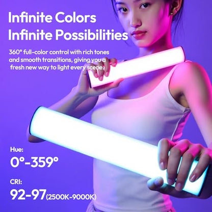 ULANZI B15RGB Magnetic RGB Light Wand - Handheld LED Video Light Stick with Diffuser, 3300mAh 1800-9000K 20 Effect Dimmable Camera Tube Light for Video Recording Studio Photography TikTok YouTube Vlog - size: 1 pcs-Medium