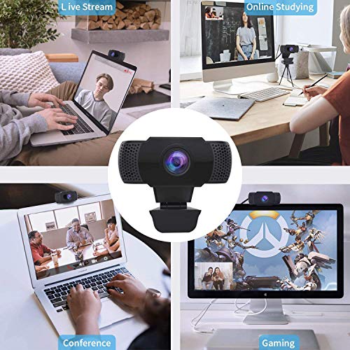 Wansview 1080P HD USB Webcam with Dual Microphone & Auto Light Correction, Compatible with Desktop Computer, Laptop and TV, Plug and Play Web Cam for Video Streaming, Conference, Gaming and Study