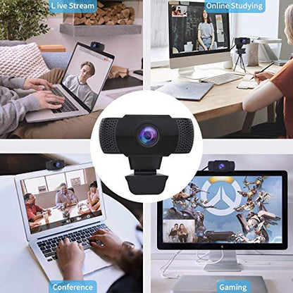 Wansview 1080P HD USB Webcam with Dual Microphone & Auto Light Correction, Compatible with Desktop Computer, Laptop and TV, Plug and Play Web Cam for Video Streaming, Conference, Gaming and Study