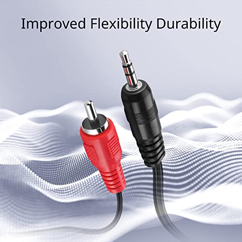 TNP RCA to Aux Cable (1 FT) - Male to Male 2 RCA to 3.5mm Adapter Connector Wire Cord - 2RCA Red and White Audio Cable to AUX Auxiliary Headphone Jack Plug Y Splitter Converter - size: 1FT