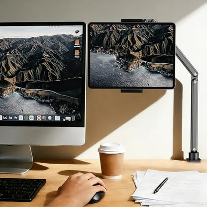 Urmust Tablet Stand for Desk, Adjustable iPad Holder for Bed, 360° Rotation, Sturdy Aluminum Tablet Arm Mount for 4.7"-15.6" iPad Pro/Air/Mini, iPhone, Galaxy Tab, for Kitchen, Work, Video Call - size: 3 Arm-Up to 15.6"