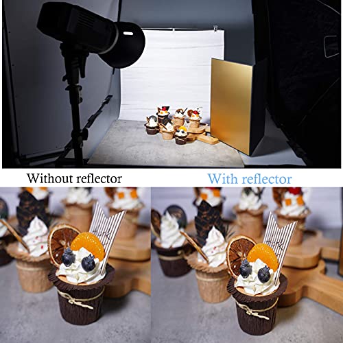 Meking 17x12 Inch 3 in 1 Light Reflector Photography Cardboard, Studio Foldable Light Diffuser Board for Still Life Product and Food Photo Shooting - Gold Silver and Black, White 2 Pack - color: Gold*1+Silver*1