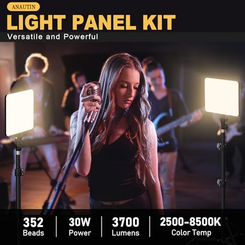 30W Upgraded Photography Lighting Kit, Anautin 2-Pack LED Video Lighting for Video Recording, 3700Lux Studio Lights with Tripod Stand for Photography, Streaming, Gaming, Podcast, Filming, Vlogging - size: 2-Pack, style: 30W Video Light