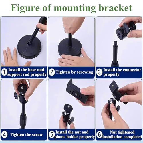 Webcam Stand with Phone Holder, Adjustable Height Desk Camera Mount for Logitech C920 C922 C925e C930e, 1/4" Threaded Desktop Tripod Stand for Live Streaming, Video Conferencing, Online Classes