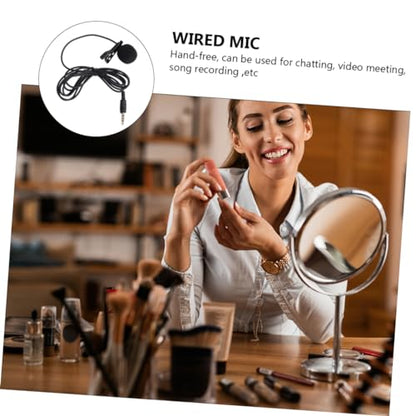 Hemoton Mini Lavalier Microphone for Mobile Phones Clip Condenser Mic for Laptops and Cameras Portable Design Rotary Clip for Video Calls and Recording Black