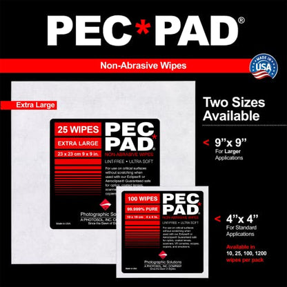 PEC-12 Photographic Emulsion Cleaner Kit and PEC-PAD Lint Free Non-Abrasive Wipes 4"x4" 100 Sheets per/Pkg - for Cleaning Film, Photo Negative, B&W Slide - Dropper Tip (59ml) 2oz - size: 1 Fl Oz (Pack of 2)