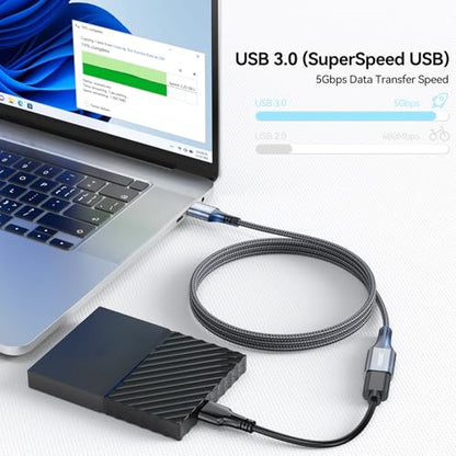 USB Extension Cable 3ft Pack of 2, Type A 3.0 5Gbps Data Transfer & 15W Charging Sync Extender Male to Female for Mouse Keyboard Computer Laptop TV Flash Drive Hub and More