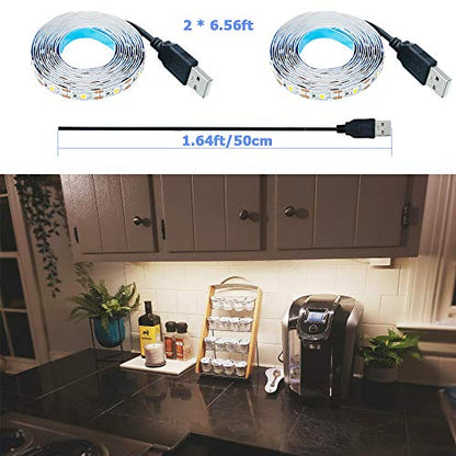 USB LED Strip Light Natural White 4000K 5V USB Powered 13.12ft/4M 240LEDs Flexible SMD2835 High Brightness No-Waterproof IP20 LED Tape Lights(2pcs x 6.6ft) - color: Natural White