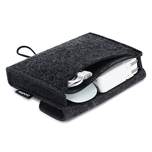 NIDOO Portable Felt Storage Bag, All-Purpose Carrying Bags, Electronics Accessories Protective Case for MacBook Power Adapter, Mouse, Cellphone, Cables, Power Bank, Portable External Hard Drive, Black - color: Dark Gray