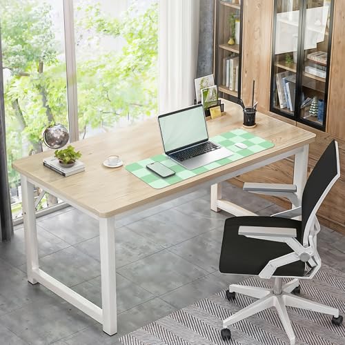 AFIING Sage Green Checkered Desk Mat 31.5" x 12", Waterproof Desk Pad | Non-Slip Rubber Base, Easy Clean Surface, Desk Protection, Office & Home - color: Whitegreen