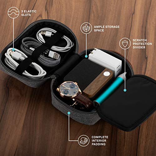 UT Wire Pocket for Gadgets – Trifold Travel Case Organizer Pouch Padded for Electronics Accessories, Cables, Tech Gear in Grey
