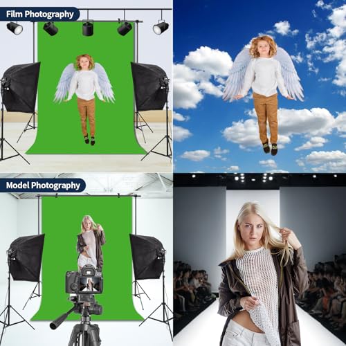 Green Screen Backdrop Chromakey Virtual Green Screen Background Sheet Fabric Wrinkle Resistance Photo Background for Photo Studio Shooting Props 8x10FT - color: Green, size: 8x10FT