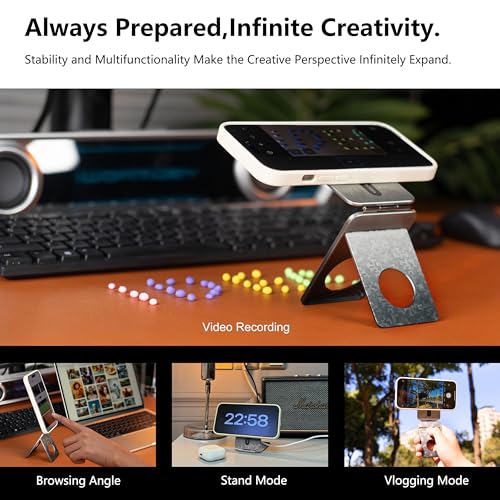 IST IDEA for Magsafe Tripod, Tripod for iPhone Lightweight Aluminum Alloy & Angle Adjustment & Strong Magnets iPhone Tripod Stand Compatible with 17/16/15/14/13/12 (Included Metal Ring) - color: Mosaic Grey