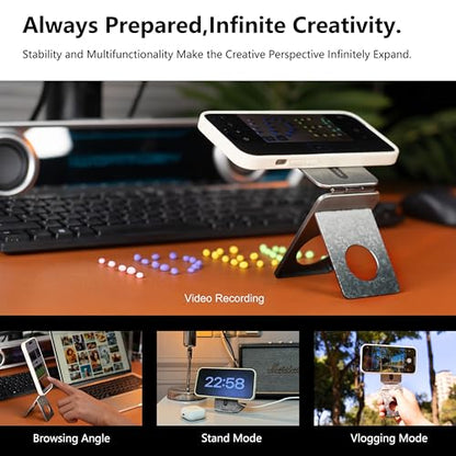 IST IDEA for Magsafe Tripod, Tripod for iPhone Lightweight Aluminum Alloy & Angle Adjustment & Strong Magnets iPhone Tripod Stand Compatible with 17/16/15/14/13/12 (Included Metal Ring) - color: Mosaic Grey