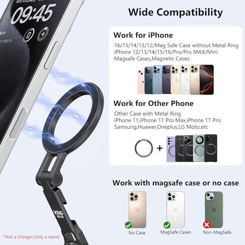 VRIG MG-28 Magnetic Phone Tripod Mount for magsafe, 1/4" Thread & Cold Shoe Camera Phone Mount Adapter Compatible with iPhone 17 16 15 14 13 12 Series, for Cameras/Tripods - size: MG-28