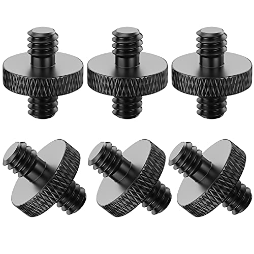 1/4 Male to 1/4 Male Threaded Tripod Screw Adapter - 6 Pcs (Black) for DSLR, Mic Stand, Camera Cage & Shoulder Mount - color: 1/4-1/4 Male