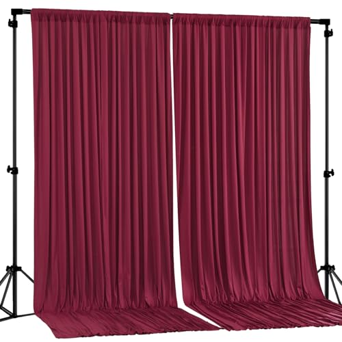 Burgundy Backdrop Curtain 2 Panels-Wrinkle-Free Champagne Curtains Polyester Photography Drapes for Baby Shower Birthday Party Photo Background Backdrop Stand- 8 X10FT (Burgundy) - color: Burgundy, size: W4' x H10'(2 panels)