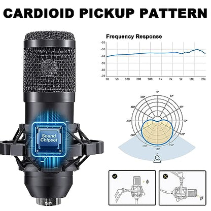 sktome Podcast Equipment Bundle for 2, V8s Voice Changer with BM-800 Podcast Microphone Bundle - Studio Condenser Microphone Perfect for Podcasting, Recording, Singing, Streaming and Gaming