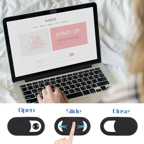 cobee 50PCS Webcam Cover Slide, Ultra-Thin Laptop Camera Cover Slide | Universal Phone Cameras Covers Black Camera Privacy Covers Slides Protect Your Privacy and Security for Phone Laptop Computer