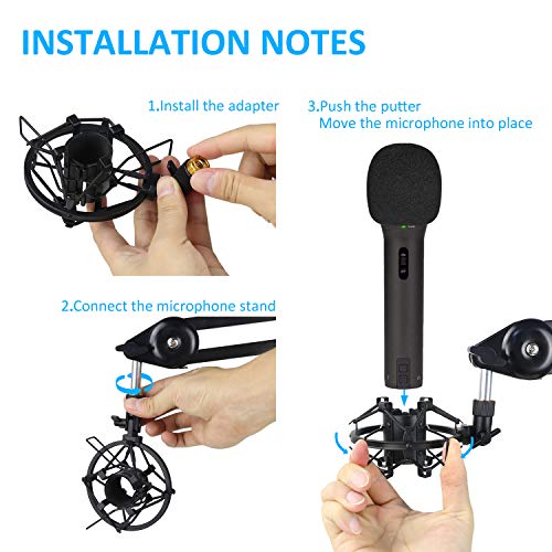 SUNMON Q2U USB/XLR Microphone Shock Mount Holder for Reduces Vibration and Noise, Suitable for Samson Q2U USB/XLR Dynamic Mic - color: Shock Mount