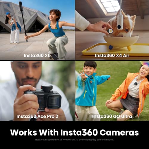 Insta360 Mic Pro (2 TX + 1 RX + Charging Case), Wireless Mini Lavalier Microphone for iPhone/Camera/Android, Video Recording, Vlogging, Bluetooth, Customizable E-Ink Display, 3-Mic Array, 30hrs Use