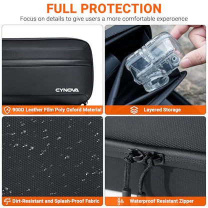 CYNOVA Carrying Bag for DJI Osmo Action 4/5 Pro, PU Storage Protective Bag for DJI Osmo Action 4/5 Pro Adventure Combo Accessories, Protective PU Storage Accessories