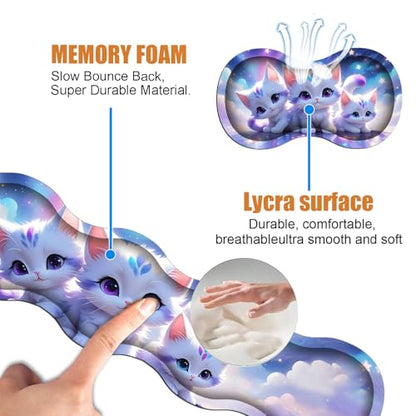 4 in 1 Ergonomic Keyboard Wrist Rest & Mouse Pad Wrist Rest Set, Large XXL Gaming Desk Mat 31.5"x 11.8" with Non-Slip Base, Memory Foam for Home Office Study Gaming, Cute Cat - color: Cute Cat
