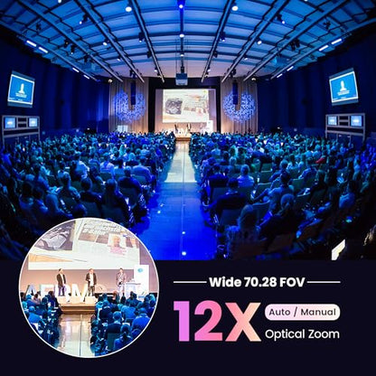 All-in-One PTZ 4K 12X Optical Zoom Video Conference Room Camera System with Bluetooth Speakerphone 2 Expansion Mics HDMI 78° Wide View Angle Lens Works with Zoom Webex for Large Meeting Room - style: 4K; 12X Zoom/HDMI; 2 EX MICS; All-in-one; After-sales e