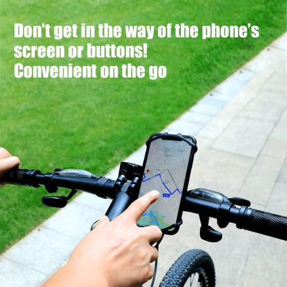 Bike Phone Mount - Universal Silicone Cellphone Holder - Adjustable Road Mountain Bicycle Handlebar Rack Clamp Accessories for iPhone 17 16 15 14 13 Pro Max Plus Air for Scooter Stroller - color: Bike Phone Mount