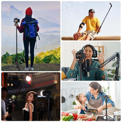 ULANZI 81" Tall Tripod for Camera&Phone, Extendable Aluminum Light Stand, Adjustable Travel Tripod with 1/4" Screw&Phone Clamp, 360° Ball Head, for Camera Video Light, for Vlog/Livestream/Ring Light