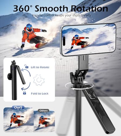 UBeesize 70'' Magnetic Selfie Stick Tripod for iPhone, MagSafe Tripod with 2-in-1 Phone Clamp & 1/4'' Screw Mount, Phone Tripod Stand with Remote, 4-Leg Stable Selfie Stick for Camera & GoPro - size: 70in