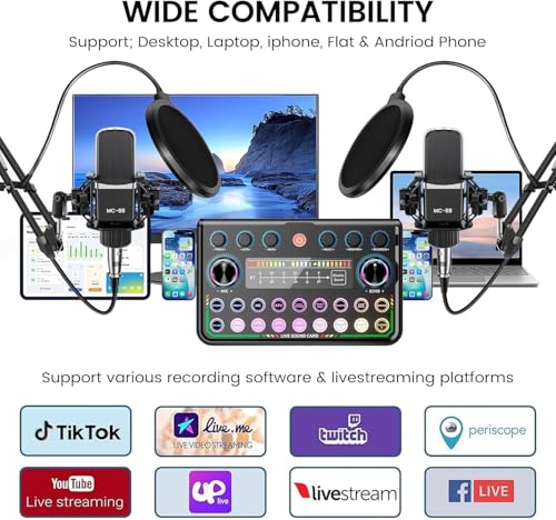 ALSO GO Podcast Equipment Bundle for 2, Podcast Microphone Bundle with Voice Changer, Recording Studio Equipment with Audio Interface, for Podcasting, Recording, Singing, Streaming, Gaming