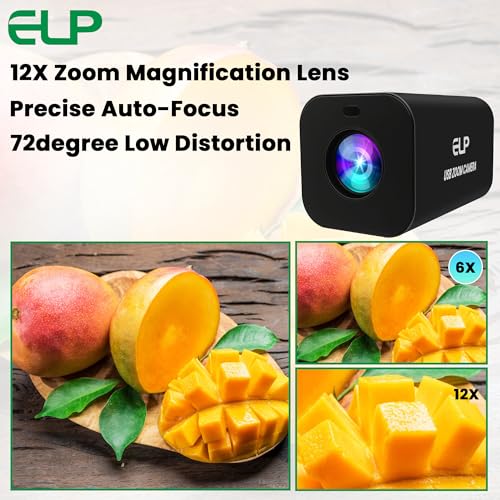 ELP 12X Zoom 4K 30fps USB Camera 1080P 60fps HDMI USB Webcam Autofocus Manual Focus PC Web Cam H.265 H.264 High Speed Web_Camera for Church Streaming Video Conference - style: 12X Zoom
