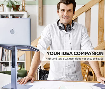 Adjustable Laptop Stand, Tall, Strong, Airflow, Suitable for 13.3-17.3 Inch Laptops, Lift Screen to Eye Level for Video Conferences - color: Gray