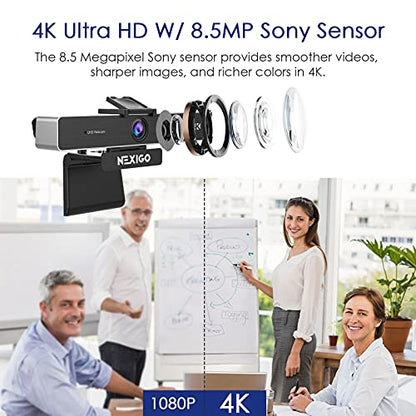 Zoom Certified, NexiGo N950P (Gen 2) 4K Zoomable Webcam, RF Remote, Sony_Starvis Sensor, 5X Digital Zoom, Pro Web Camera with Dual Stereo Mics - style: 4K Webcam with Remote